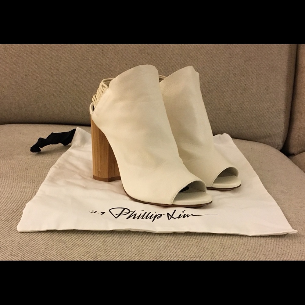 3.1 Phillip Lim Drum White Peep-Toe Sandals